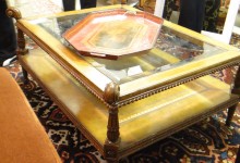 Leather and Glass Coffee Table